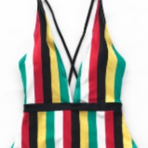 Colorful Balloon Stripe One-Piece Swimsuit